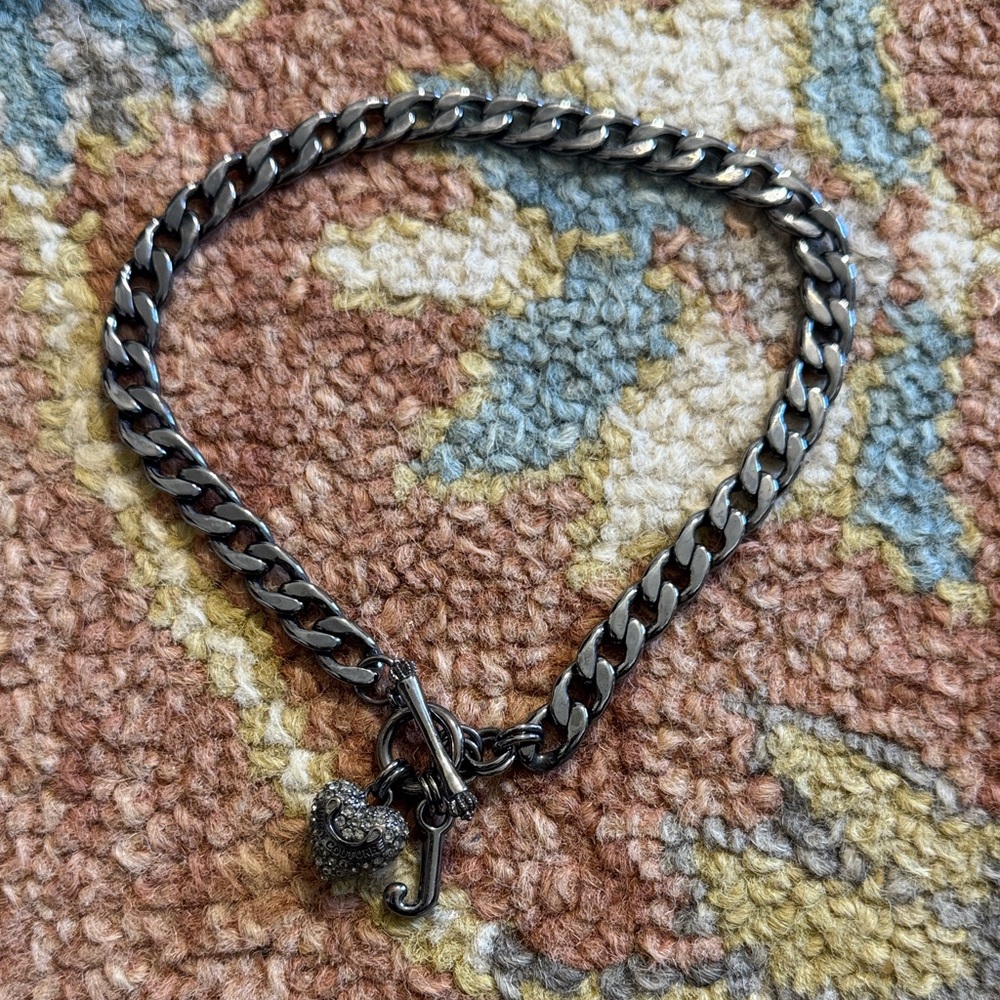 Juicy Couture Silver Chain Necklace with Heart and J Charm
